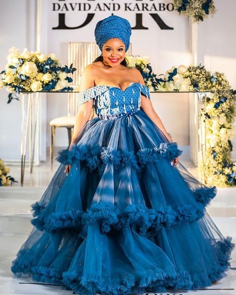 Sotho Wedding Dress, Lobola Dresses For Bride, Sotho Traditional Wedding Dresses, Lobola Dress, Venda Traditional Dresses, Tswana Wedding, Lobola Outfits, Zulu Attire, Chilanga Mulilo