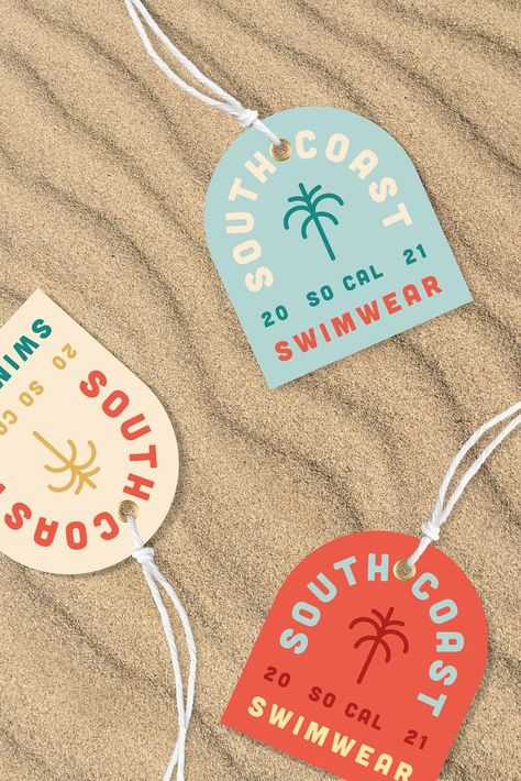 Beachy Business Cards, Swimwear Branding Packaging, Colorful Minimalism Graphic Design, Graphic Design Inspo Typography, Swimwear Graphic Design, Fresh Branding Design, Beach Brand Identity, Beachy Branding Design, Chill Graphic Design