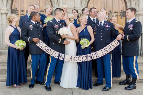 Military wedding - Dress Blues - Groomsmen in Dress Blues - Groomsmen in uniform - Groom in uniform - Navy Blue Bridesmaids - Bridesmaid dresses - Green and White - All White - Garden Roses - Wedding Banner - Wedding Photography - Ideas for Weddign Pictures - Mission Accomplished - Knoxville TN Florist Wedding Vendor Knoxville - www.lisafosterdesign.com Garden Roses Wedding, Blue Groomsmen, Army Wedding, Marine Wedding, Navy Blue Bridesmaids, Military Wedding, Dress Blues, Mission Accomplished, Wedding Banner