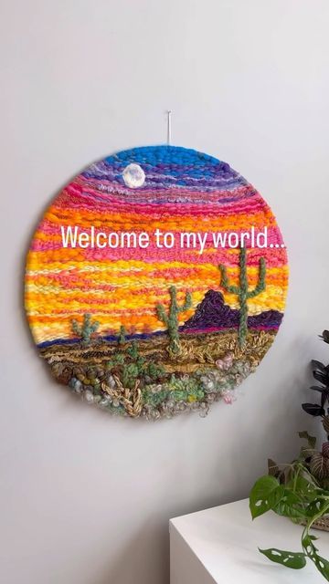 Natalie Sullivan on Instagram: "Hi! I’m back from a bit of a break (life was keeping me busy) and I’m ready to look at art full of color, texture and wonder! #wovenwallhanging #landscapeart #sunset #moonrise" Sunset Weaving, Moon Rise, Woven Wall Hanging, Landscape Art, That Look, Weaving, Textiles, Wonder, Texture