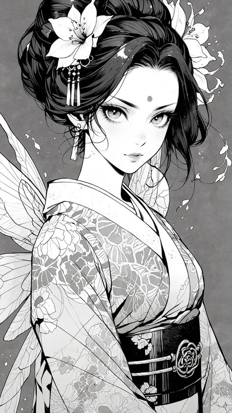 Discover the divine beauty of a Japanese geisha with radiant eyes and graceful features. Each 8k ultra high-res image unveils deep mysteries and intricate patterns, blending ancient beauty with high-end fashion Geisha Aesthetic, Japanese Geisha Drawing, Celestial Kingdom, Geisha Drawing, Geisha Anime, Geisha Illustration, Eden Moon, Drawing Women, Moon Lee