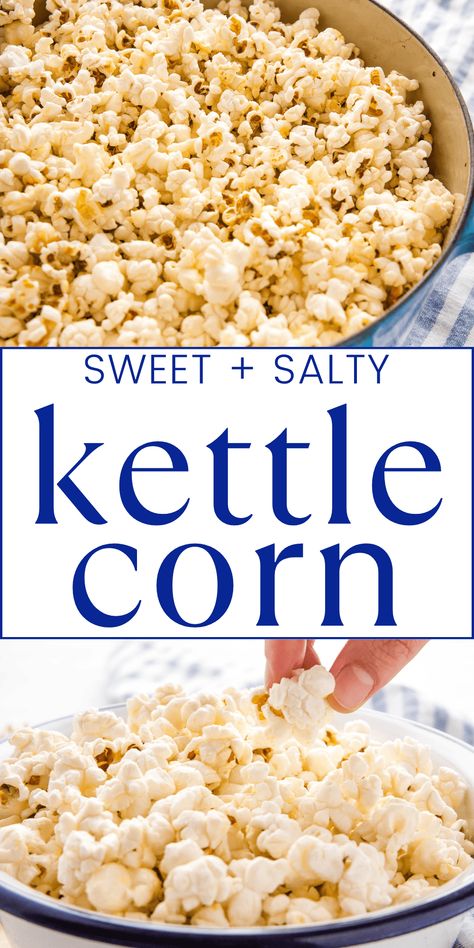 Easy Kettle Corn Recipe, Savoury Popcorn Recipes, Kettlecorn Popcorn Recipes, Kettle Corn Seasoning Recipe, Microwave Kettle Corn, Sweet Popcorn Seasoning, Homemade Popcorn Flavors, Harvest Treats, Popcorn Flavours