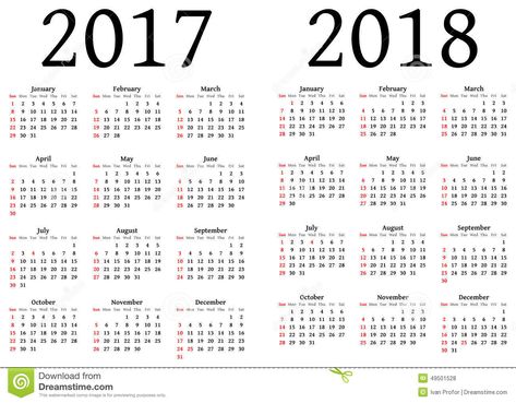 Calendar For 2017 And 2018 Stock Vector - Image: 49501528 Free Printable Calendar Templates, Illustration Calendar, November Calendar, Math Tools, Calendar 2017, 2018 Calendar, Calendar 2018, Holiday Calendar, Printable Calendar Template