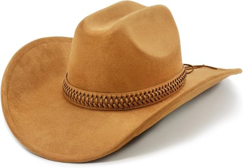 FLUFFY SENSE. Cowboy Hat for Women and Men with Shapeable Wide Brim - Felt Cowboy Hat Cattleman Western Hats for Cowboys and Cowgirls (as1, Alpha, m, l, Caramel Brown) at Amazon Men’s Clothing store Brown Cowboy Hat, Felt Cowboy Hat, Felt Cowboy Hats, Western Hats, Caramel Brown, Hat For Women, Cowboy And Cowgirl, Cowboy Hat, Wide Brimmed