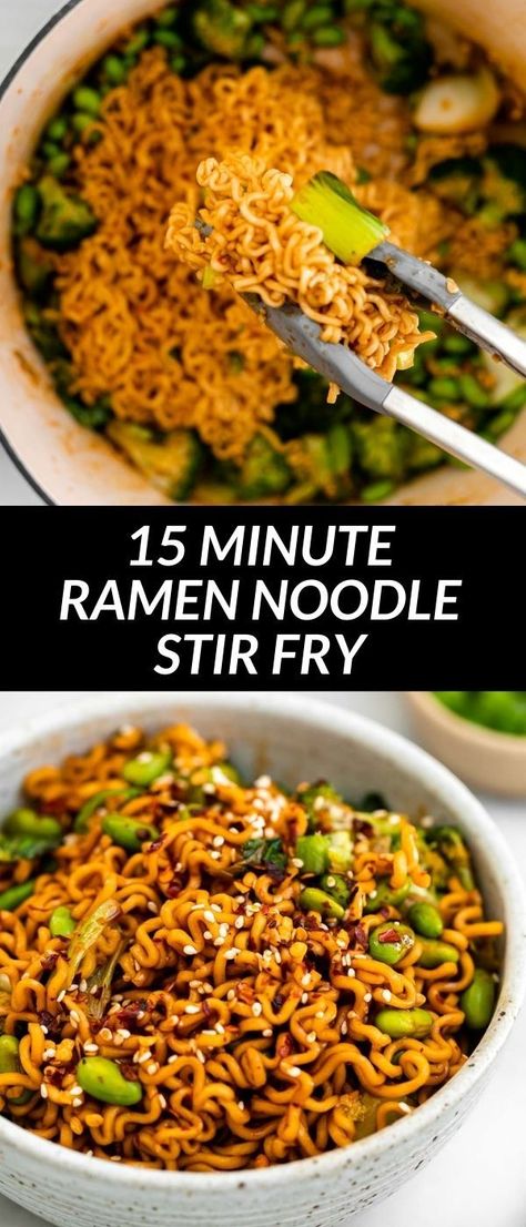 Meal Prep Ramen, Stir Fry Ramen Noodles, Gochujang Tofu, Ramen Noodle Stir Fry, Korean Tofu, Fried Ramen, Quick Vegetarian Dinner, Easy Ramen, Ramen Stir Fry