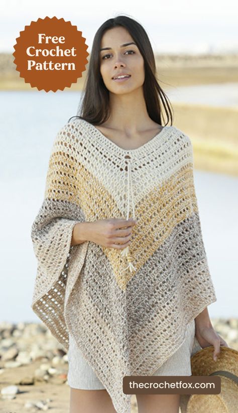 Crochet Poncho Free Pattern Woman, Crochet Poncho Patterns Kids, Crochet Poncho Patterns Easy, Crochet Poncho Kids, Crochet Top Outfit, Crochet Poncho Free Pattern, Poncho Crochet, شال كروشيه, Crochet Poncho Patterns