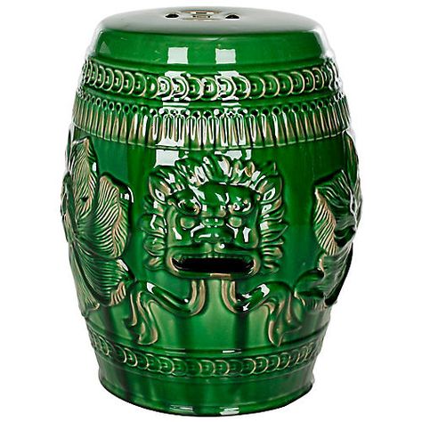 Ottomans, Poufs & Stools | One Kings Lane Dragon Garden, Ceramic Garden Stools, Ceramic Stool, Chinese Greens, Fu Dog, Chinese Garden, Indoor Patio, Foo Dog, Green Dragon