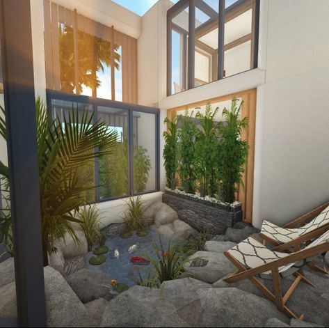 Boho Blocksburg House, Bloxburg Backyard Ideas Aesthetic With Pool, Bloxburg Coffee Table, Tropical Bloxburg House, Bloxburg Resort, Boho Bloxburg House, Bloxburg Beach House, Bloxburg Interior, Bloxburg House Ideas Modern