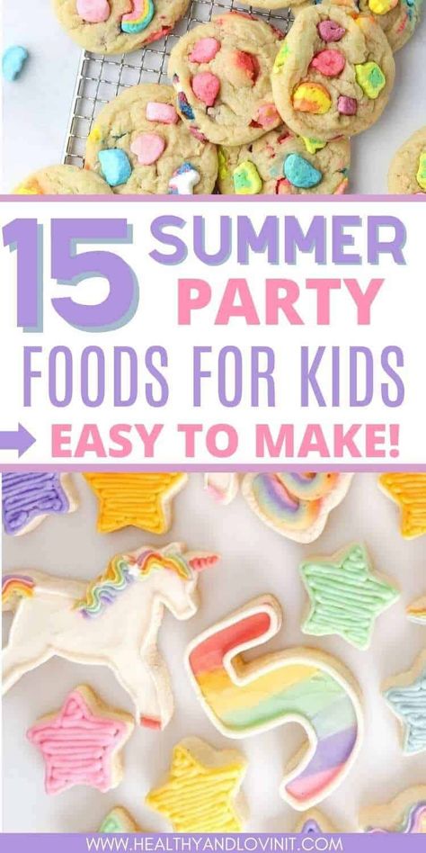 These Summer party foods will be a hit at your next birthday party! Kids will love these unique and cute party treats. These are easy to make, fun, and there are some healthy options also. These sweet treats include ideas for a mermaid party, unicorn party and lots more! Birthday Treats For Kids, Summer Party Foods, Easy Party Foods, Fun Rice Krispie Treats, Diy Birthday Party Favors, Cheap Birthday Party, Small Birthday Parties, Summer Food Party, Birthday Party Treats