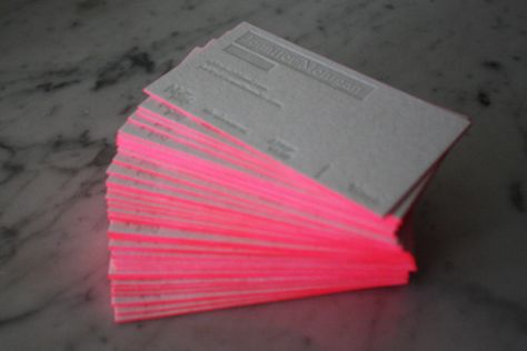 Edgy neon Neon Business Cards, Pink Business Cards, Thick Business Cards, Buisness Cards, Pink Business Card, Pink Business, Letterpress Business Cards, Graphic Design Collection, Business Card Inspiration