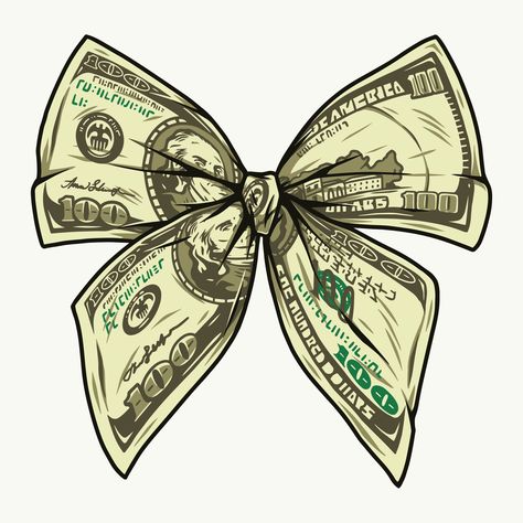 Colorful Dollar Bow vector design illustration. رسم كاريكاتير, Funny Laptop Stickers, Money Stickers, Bow Vector, Seni Pop, Sticker Design Inspiration, Desain Buklet, Cute Laptop Stickers, Money Design