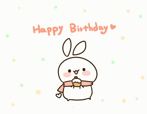 Birthday Animation Gif, Cute Birthday Images, Cute Birthday Pictures Cartoon, Happy Birthday Cartoon Cute, Happy Birthday Cute Images, Happy Birthday Cute Gif, Happy Birthday To You Gif, Happy Birthday Rabbit, Kawaii Happy Birthday