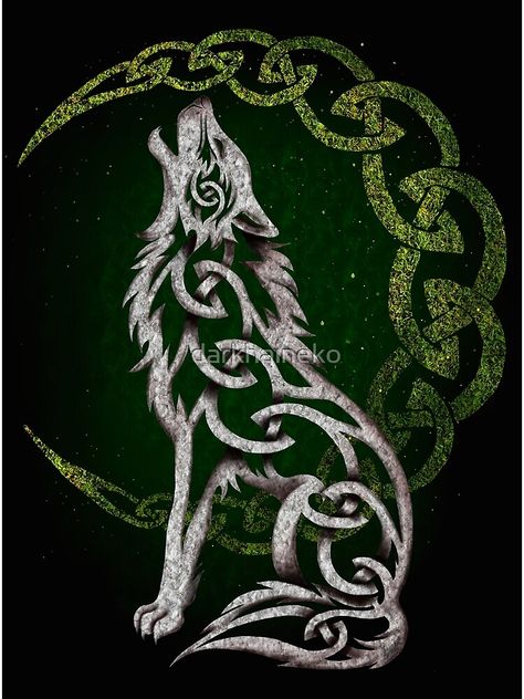 Wolf And Dragon Tattoo, Wolf And Dragon, Celtic Wolf Tattoo, Fenrir Tattoo, Celtic Animals, Arte Viking, Celtic Wolf, Dragon Wolf, Rune Tattoo