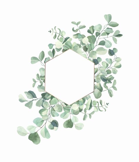 Cadre De Feuilles Aquarelle Peinte à La Main. | Vecteur Premium Feuille Eucalyptus, Flower Graphic Design, Happy Birthday Template, Hand Drawn Fonts, Artsy Pictures, Floral Border Design, Framed Wallpaper, Flower Graphic, Painted Leaves