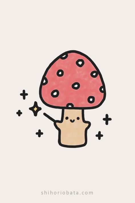 20 Easy Mushroom Drawing Ideas Easy Cute Mushroom Drawings, How To Draw Cute Mushrooms, Cute Cartoon Drawings Easy Simple, Cottagecore Drawings Easy, Simple Pink Drawings, Cute Easy Mushroom Painting, Cute Mushroom Drawing Simple, Pink Mushroom Drawing, Cottagecore Mushroom Drawing