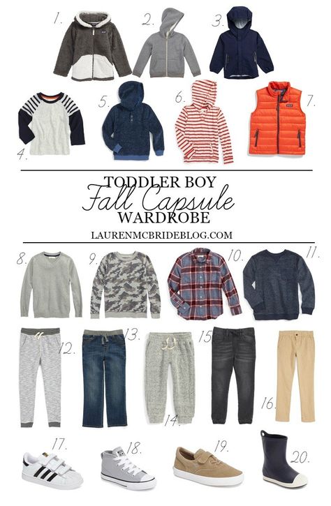 Toddler Boy Fall Capsule Wardrobe - Lauren McBride Toddler Boy Pictures, Boy Tips, Boys Fall Fashion, Lauren Mcbride, Toddler Designer Clothes, Boys Fall Outfits, Boys Outfits, Toddler Fall