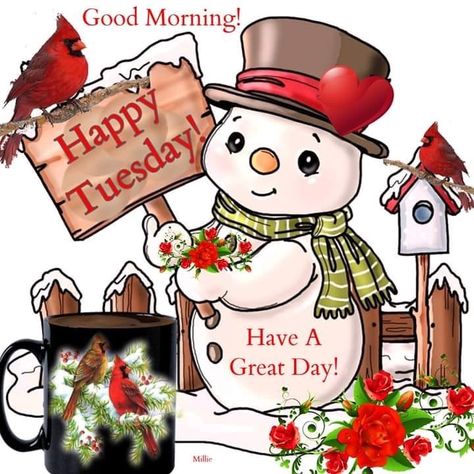 Happy First Day Of Winter Snoopy, Tuesday Images, Hello Tuesday, Good Morning Winter, Tuesday Greetings, Good Morning Sister Quotes, Snowman Images, Good Morning Sister, Good Morning Tuesday