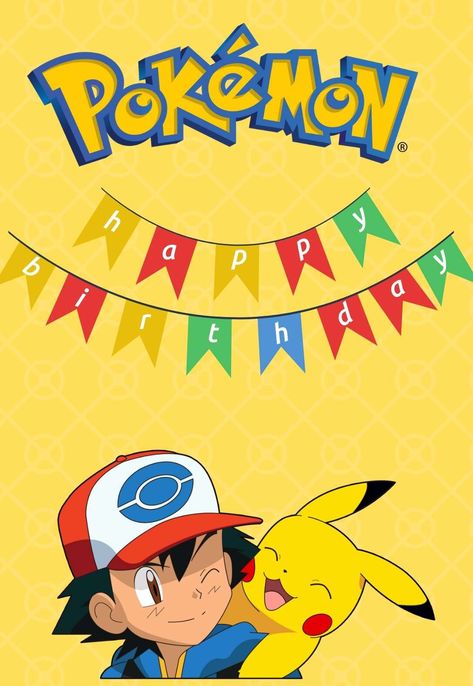 Printable Pokemon Birthday Cards — PRINTBIRTHDAY.CARDS Pikachu Printable, Happy Birthday Pokemon, Pokemon Birthday Card, Pokemon Card Template, Birthday Wishes Boy, Pokemon Printables, Birthday Card Template Free, Birthday Cards To Print, Happy Birthday 18th