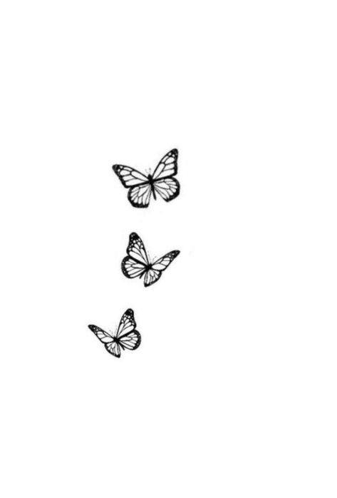 Butterfly Trio Tattoo, 3 Buterfluffy Tattoo, Fine Line Monarch Butterfly Tattoo, Minimalistic Tattoo Ideas, Monarch Butterfly Tattoo, Minimalistic Tattoo, Small Butterfly Tattoo, Boho Tattoos, Minimalist Tattoos