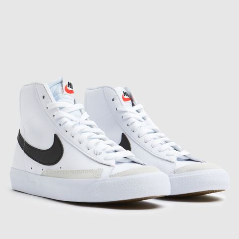 Black And White High Top Jordans, Black And White Blazers Nike, Nike Blazers Black And White, Nike Shoes White And Black, Shoes Nike Boots, Black Blazers Shoes, Nike High Tops Shoes, Black And White Air Force 1 High Top, Prom Shoes Trainers