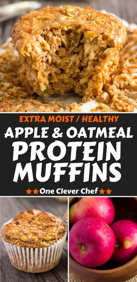 Apple Protein Pancakes, High Protein Apple Breakfast, Dairy Free Protein Breakfast Ideas, Apple Recipes Protein, Post Workout Protein Snack, Protein Powder Oatmeal Muffins, High Protein Apple Muffins, Protein Muffin Recipes Easy, High Protein Dairy Free Lunch