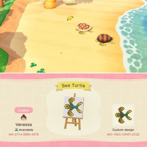 10k Likes, 74 Comments - Animal Crossing ♡ (@animalcrossing.qr) on Instagram: “Another sea turtle design! Use the shell stool to create them! C: tumblr/ kkmorning” Sand Acnh Code, Acnh Sandy Path, Sand Designs Acnh, Animal Crossing Beach Design Codes, Anch Beach Design Codes, Acnh Tropical Island Ideas Code, Acnh Beach Design Ideas Codes, Acnh Tropical Paths Designs, Animal Crossing Tropical Island Codes