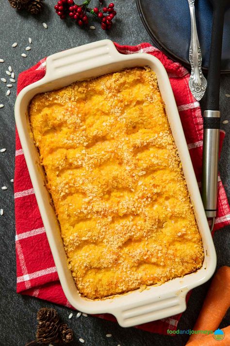 Porkkanalaatikko Recipe (Finnish Carrot Casserole) Finland Food, Finnish Cuisine, Carrot Casserole, Swedish Cuisine, Christmas Casserole, Finnish Recipes, Pastry Cream Filling, Scandinavian Food, Ethnic Food