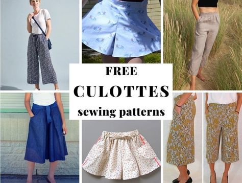 Culottes Pattern, Pants Pattern Free, Shorts Pattern Free, Wide Leg Pants Pattern, High Waisted Culottes, Pleated Culottes, Styling Skirts, Sewing Patterns For Women, Sewing Patterns Free Women