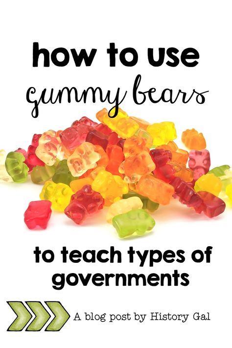 Gummy Bear Government Activity, Teaching Government 2nd Grade, Teaching The Constitution Middle School, Gummy Bear Government, Government Class Activities, Teaching World History, Teaching Government High School, Types Of Government, Teaching Learning Material