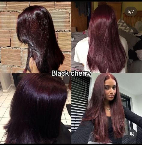 Winter Cherry Hair, Cherry Hair Aesthetic, Super Dark Red Hair, Hair Colors For Cool Skin Tones, Unique Dark Hair Color Ideas, Dark Cherry Hair, Red Hair Colour, Dream Hairstyles, Black Cherry Hair