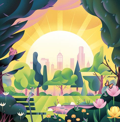 Flat Landscape Illustration, Sunlight Illustration, Hills Illustration, Sunrise Illustration, Design Illustration, Adobe Photoshop Design, Type Illustration, Creating Artwork, Sports Graphic Design