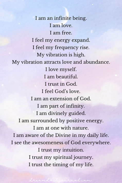 A list of spiritual affirmations for spiritual awakening Divine Quotes Spirituality, Universe Affirmations, Divine Universe, Affirmations For Healing, Spirituality Aesthetic, Inspiring Affirmations, Spirituality Energy Universe, Printable Affirmations, Spiritual Growth Quotes