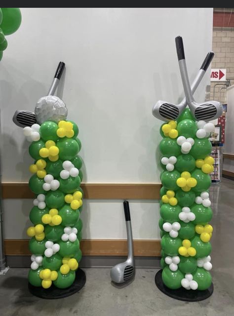 Golf Team Float Parade, Golf Themed Balloon Decorations, Golf Theme Balloon Backdrop, Golf Party Balloon Garland, Golf Themed Balloon Arch, Golf Theme Balloons, Golf Locker Decorations, Golf Party Balloon Arch, Golf Photo Backdrop