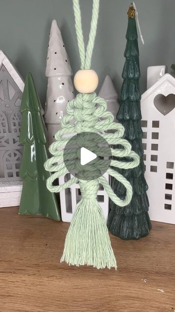 Caroline Fleming on Instagram: "Macrame Christmas Tree Tutorial I used 3mm cotton cord and lollipop sticks to measure lengths between the knots. A very simple idea to make your own Christmas macramé decorations. #macramechristmastree #macramechristmasdecoration #macrametutorials" Easy Macrame Xmas Decorations, Macrema Christmas Tree Ornament, How To Make Macrame Christmas Ornaments, Macrame Christmas Tree Decorations, Christmas Decor Ideas Macrame, Macrame Christmas Trees Tutorial, Macrame Trees Christmas, Simple Macrame Christmas Decorations, Macrame Christmas Tree Instructions