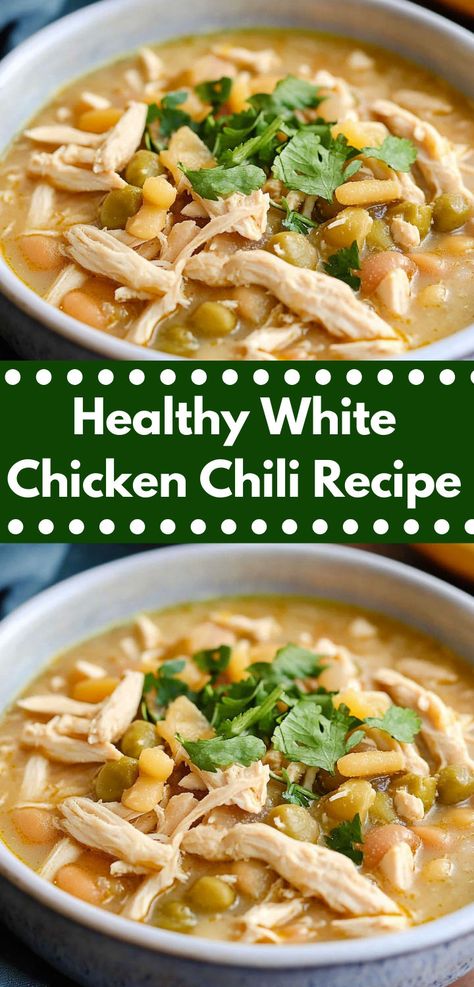 Craving white chicken chili? This Healthy White Chicken Chili recipe is a must-try! Ideal for slow cooker or Instant Pot, it’s a top pick for chili recipe lovers and chicken recipes healthy for easy dinner ideas. Healthy White Chicken Chili, White Chicken Chili Slow Cooker, White Chicken Chili Recipe, Healthy Chili, Slow Cooker Chicken Chili, White Chili Chicken Recipe, Chili Recipe Easy, Chicken Chili Recipe, White Chicken Chili