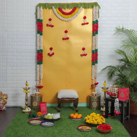 Enhance your celebrations with the Yellow Backdrop - perfect for Pooja backdrop decoration, Seemantham, half saree and Housewarming Decor. This Indian Traditional backdrop paper comes in a roll, 3 sheets each measuring 2ft x 7ft, making it a total of 6ft x 7ft. Elevate your festive decor with the vibrant Copper Yellow Backdrop. Designed for Pooja backdrop decoration, Baby shower, and Housewarming celebrations, this backdrop is made of high-quality traditional Indian paper 𝐒𝐢𝐳𝐞: 6 Ft Wide * 7 Housewarming Backdrop, Pooja Backdrop Decoration, Indian Backdrop, Pooja Backdrop, Traditional Backdrop, Yellow Backdrop, Diwali Gift Hampers, Decor Backdrop, Housewarming Decorations