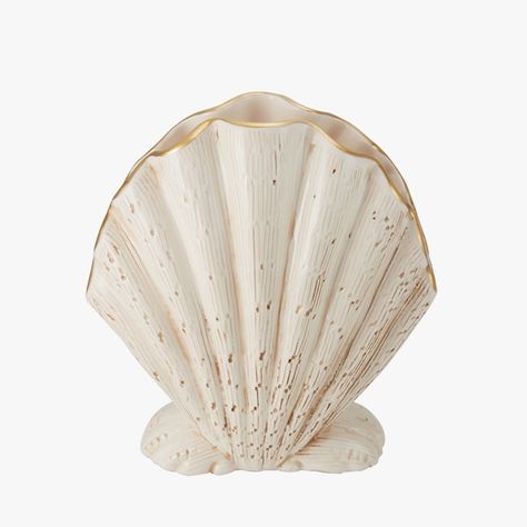 Shell Vase, Simply Home, Shell Decor, Scallop Shells, Table Vases, Retro Home Decor, Large Vase, Retro Home, Ceramic Table