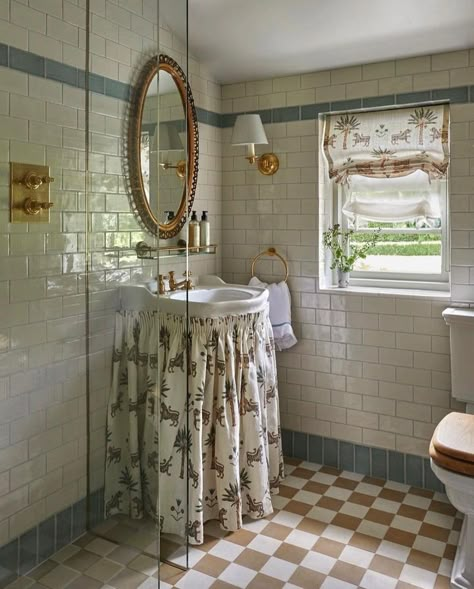 The Expert (@theexpert) • Instagram photos and videos Bathroom Sink Skirt, Edwardian Bathroom, Wallpaper And Trim, Bathroom French Country, Sink Skirt, Cottage Bath, Deco Bathroom, Were Expecting, Small Toilet