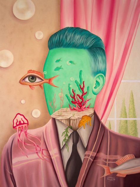 Human Anatomy and Decomposing Flora Unveil a Surreal Mix of Dreams and Feelings in Rafael Silveira’s Portraits | Colossal Pop Surrealism Lowbrow, Surreal Portraits, Surealism Art, Surreal Portrait, Surreal Artwork, Colossal Art, Surrealism Painting, Lowbrow Art, Wow Art