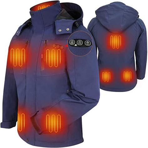 Heated Jacket for Women, ARRIS Electric Heating Warm Coat 7.4V Battery/8 Heating Areas/Phone Charging for Winter Use … Museum Of Curiosity, Electric Product, Battery Shop, Heated Clothing, Heated Jacket, Led Controller, Electric Heating, Jacket For Women, Body Warmer