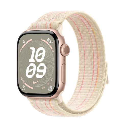 Apple Watch Series 10 GPS, 42mm Rose Gold Aluminum Case with Starlight/Pink Nike Sport Loop  http://www.apple.com/shop/product/Z0YQ?option.watch_cases=MWWY3LW/A&option.watch_bands=MYJC3AM/A&preSelect=true Apple Watch Series 10 Rose Gold, Nike Apple Watch, Apple Watch Nike, Watch Cases, Apple Watch Sport, Pink Nike, Pink Nikes, Nike Sports, Apple Watch Series