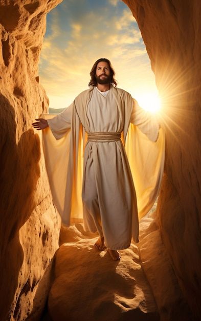 Foto grátis jesus ressuscitando ao nasce... | Free Photo #Freepik #freephoto #nascer-sol #homem #religiao #divindade Resurrection Day, Jesus Christ Quotes, Jesus Is Alive, Jesus Christ Painting, Jesus Artwork, Jesus Christ Artwork, Jesus And Mary Pictures, Jesus Photo, Jesus Christ Art