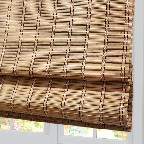 Window Roman Shades, Woven Wood Roman Shades, Bamboo Window Shades, Bamboo Roller Shades, Bamboo Roman Shades, Fabric Roman Shades, Cordless Roman Shades, Wood Window, Bamboo Light