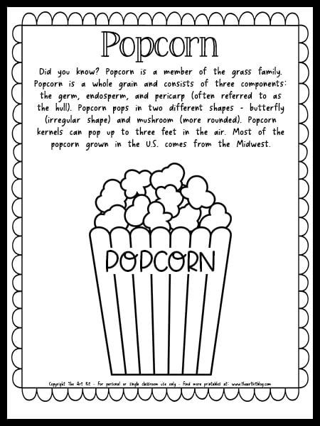 Popcorn Coloring Page Free Printable, Free Popcorn Printables, Popcorn Coloring Page, Popcorn Printables Free, Popcorn Day Activities, Popcorn Crafts For Kids, Popcorn Crafts Preschool, Popcorn Activities For Kids, Popcorn Activity