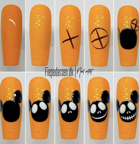 Zero Nail Art, Nail Art Themes Ideas, Nails Step By Step Design, Halloween Nails Step By Step, Gel Nail Designs For Beginners, Beginner Nail Designs Step By Step, Halloween Nail Tutorial, Step By Step Nail Designs, Nail Art Tutorial Step By Step