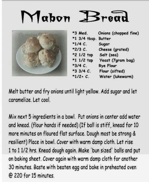 #mabon #bread #recipe #diy #autumn #equinox #witch #celtic #pagan #wicca #blessings #rituals #spellwork Mabon Recipes, Onion Buns, Witchy Recipes, Wicca Recipes, Celtic Pagan, Kitchen Witch Recipes, Witchy Kitchen, Kitchen Witchery, Rye Flour