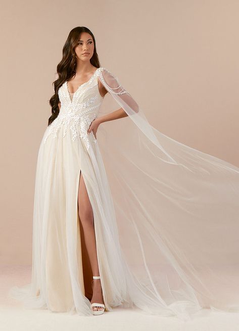 Goddess Wedding Dress, Goddess Wedding, Wedding Dresses Diamonds, Wedding Nightgown, Chapel Train Wedding Dress, Cape Wedding Dress, White Champagne, Ethereal Wedding, Wedding Dress Lace