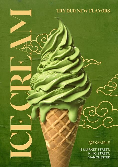 Ice cream shop poster template | premium image by rawpixel.com / Aew New Flavour Poster Design, Premium Poster Design, Ice Cream Design Poster, Ice Cream Graphic Design, Soft Graphic Design, Ice Cream Poster Design, Ice Cream Advertisement, Ads Poster Design, Space Chocolate