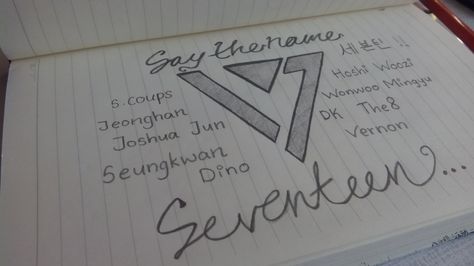 I'm really into Seventeen now ! Thanks to Jeonghan cuz make me want to know about seventeen more (!)   #seventeen #jeonghan Seventeen Doodle Art, Seventeen Doodle, Hoshi Mingyu Wonwoo, Wonwoo Seungkwan, Say The Name Seventeen, Svt Fanart, Artistic Drawings, Seventeen Jeonghan, Drawing Journal