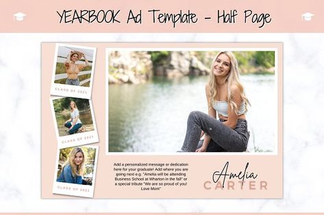 Yearbook Ad Template - Graduate by The Creative Jam Co on @creativemarket Senior High School Graduation, Yearbook Ad Template, Senior Yearbook Ads, Yearbook Ad, Senior Ads, Yearbook Template, Yearbook Cover, Grad Announcements, Senior High School